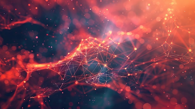 Tecnología futurista líneas abstractas y cuadrícula en el espacio virtual del concepto de tecnología digital y la ilustración generada por la IA de Internet