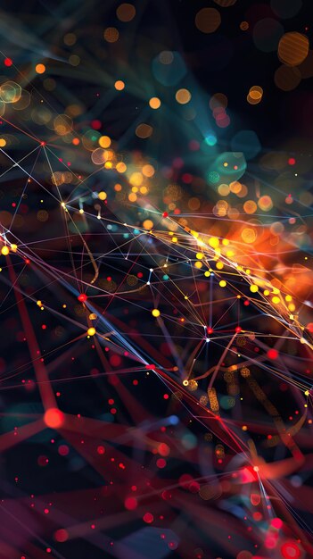 Tecnología futurista líneas abstractas y cuadrícula en el espacio virtual del concepto de tecnología digital y la ilustración generada por la IA de Internet