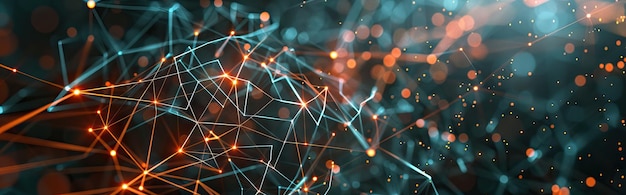 Tecnología futurista líneas abstractas y cuadrícula en el espacio virtual del concepto de tecnología digital y la ilustración generada por la IA de Internet