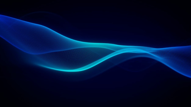 Tecnología futurista una onda azul brillante en un fondo oscuro