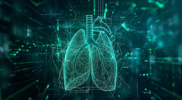 Tecnología futurista de visualización pulmonar de realidad virtual