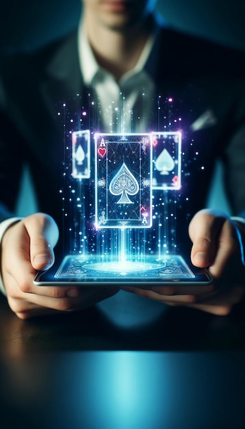 La tecnología holográfica futurista del as se encuentra con el juego de cartas