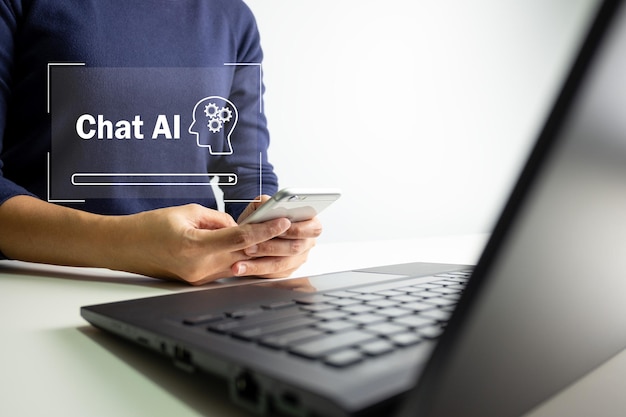 Foto tecnología de ia inteligencia artificial chatbot chatear y hablar con ia