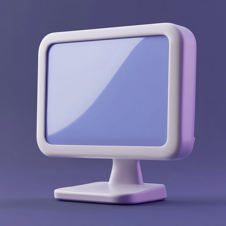 Foto tecnología de icono de monitor de computadora 3d y logotipo de ilustración de visualización