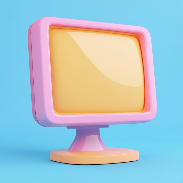 Tecnología de icono de monitor de computadora 3D y logotipo de ilustración de visualización