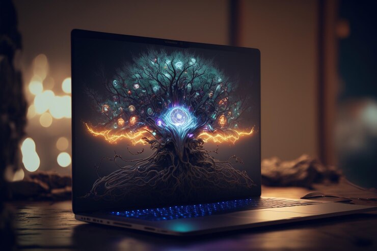 Foto tecnología de la información computadora portátil conectada a internet guerra de la información
