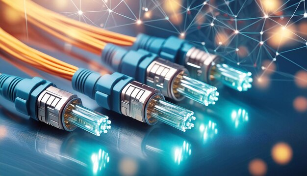 Tecnología de la información de fondo cables de fibra óptica con conectores UTP de cerca