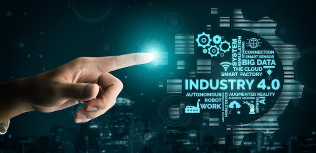Tecnología de ingeniería e industria 4.0 concepto de fábrica inteligente.
