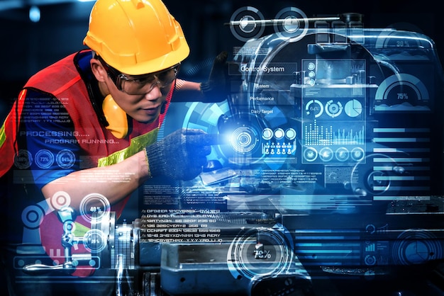 Tecnología de ingeniería e industria 4.0 concepto de fábrica inteligente.