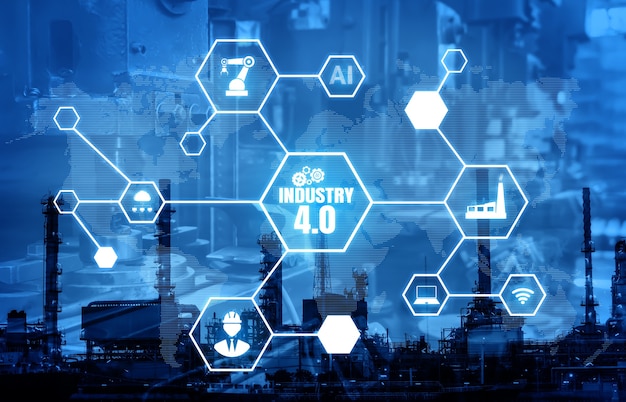 Tecnología de ingeniería e industria 4.0 concepto de fábrica inteligente