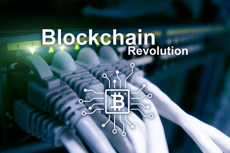 Foto tecnología de innovación de la revolución de blockchain en los negocios modernos