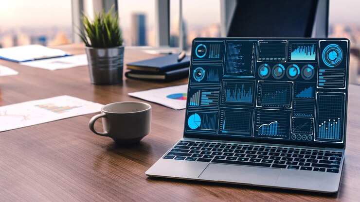 Foto tecnología de inteligencia empresarial y medios mixtos analíticos de big data