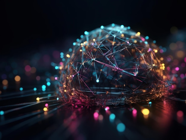 Tecnología de Internet de conexión global Fondo de líneas de red futurista Creado con tecnología de IA generativa
