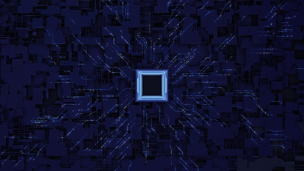 Tecnología de líneas de placas de circuitos futuristas transferencia y encriptación de datos de inteligencia artificial
