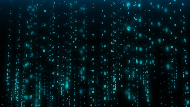 Tecnología matriz de fondo Seguridad cibernética con números que caen en la pantalla Código binario