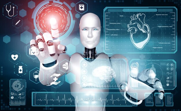 La tecnología médica del futuro controlada por un robot artificial utilizando aprendizaje automático