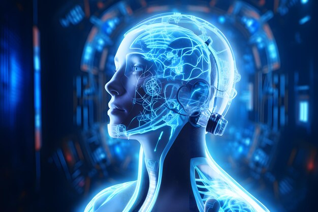 Tecnología médica de IA y fondo del concepto futurista IA generativa