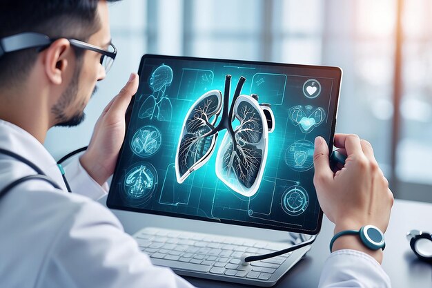 Foto tecnologia médica pioneira de diagnóstico pulmonar revelada
