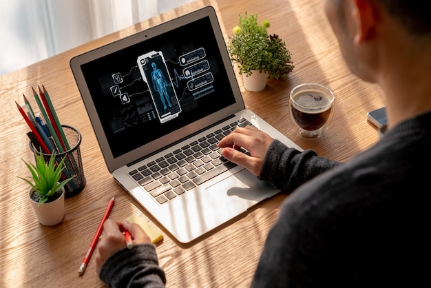 Tecnología médica y software informático futurista para la salud
