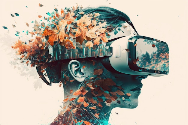 Tecnologia moderna de realidade virtual vr headset dupla exposição