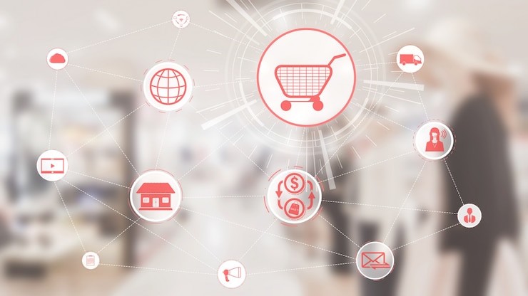 Foto tecnología omnicanal de comercio minorista en línea.
