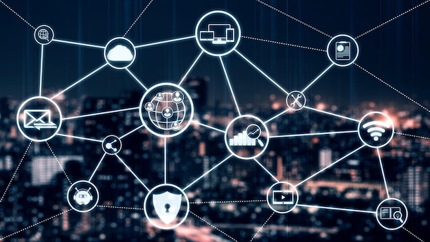 Foto tecnologia omnicanal de abordagem de negócios de varejo on-line