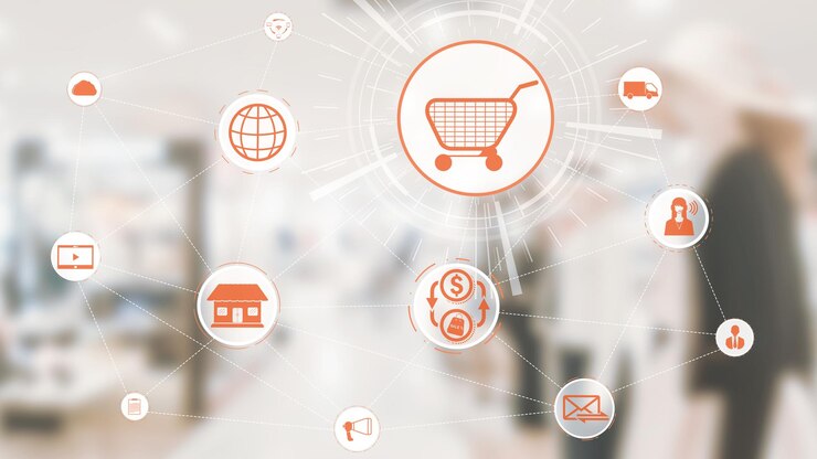 Foto tecnología de omnicanal de las ventas minoristas en línea