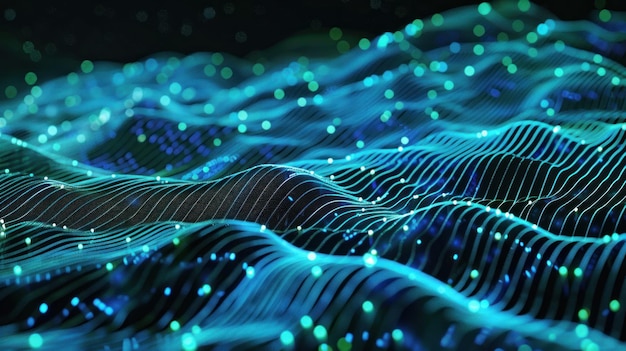 tecnología de ondas abstractas fondo luz azul efecto digital