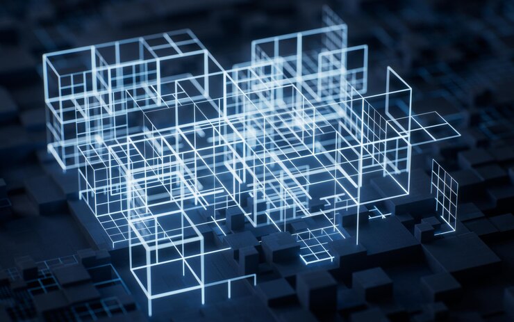Foto tecnología placa de circuitos y líneas brillantes renderización 3d