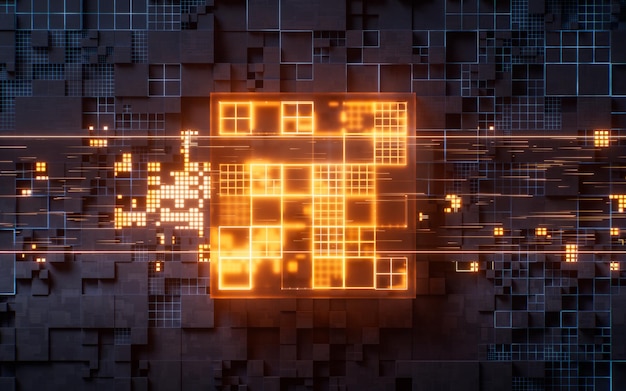 Tecnología de placa de circuitos y renderización 3D del núcleo
