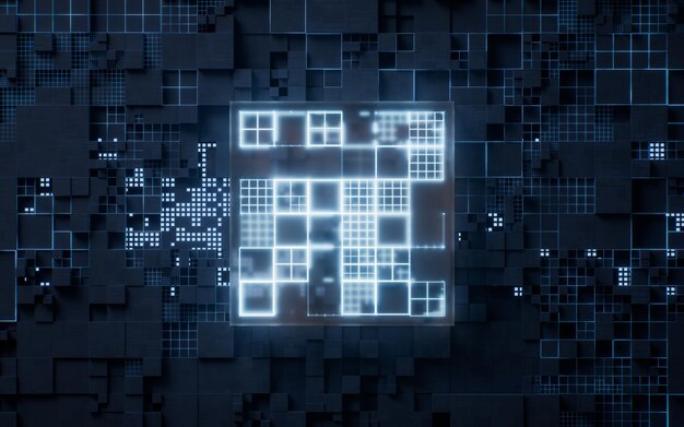 Tecnología de placa de circuitos y renderización 3D del núcleo