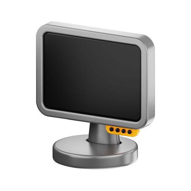 Tecnología premium de icono de monitor de computadora renderización 3D en un fondo aislado