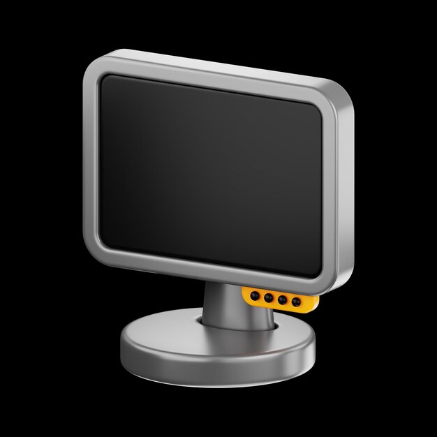 Tecnología premium de icono de monitor de computadora renderización 3D en un fondo aislado