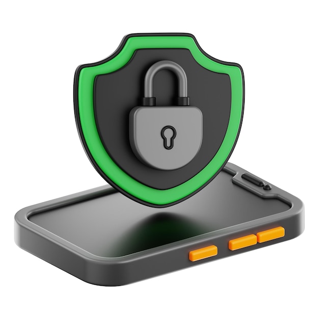 Tecnología premium icono de privacidad del teléfono renderización 3D en fondo aislado