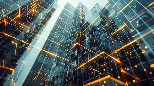 Una tecnología que conecta un gran edificio con líneas por Inteligencia Artificial