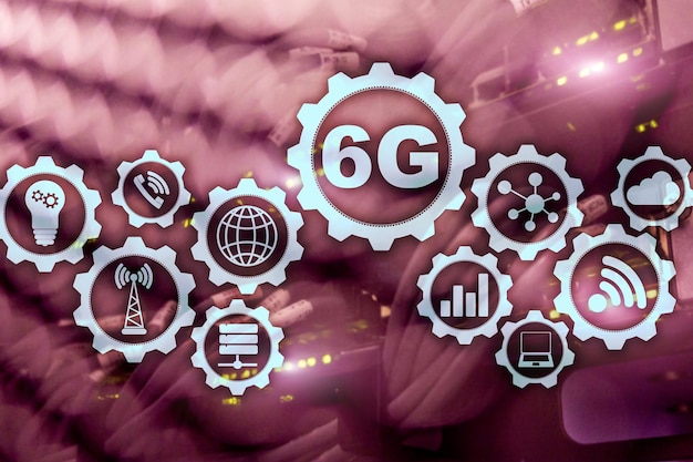 Tecnologia rápida de comunicações do futuro conceito de conexão de rede 6g tecnologia sem fio móvel de alta velocidade