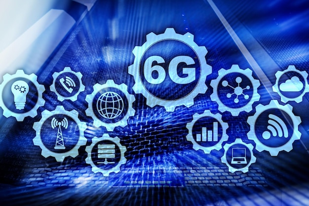 Tecnologia rápida de comunicações do futuro Conceito de conexão de rede 6G Tecnologia sem fio móvel de alta velocidade