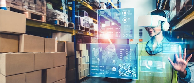 Tecnología de realidad virtual del futuro para la gestión innovadora de almacenes de realidad virtual