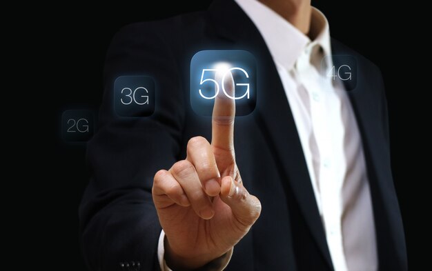 Foto tecnología de red 5g. concepto de negocio en internet.