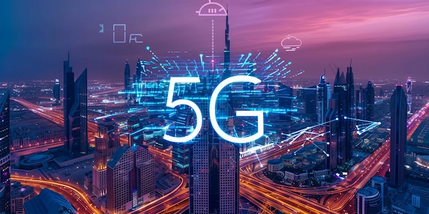 Foto tecnología de red 5g generada por ai