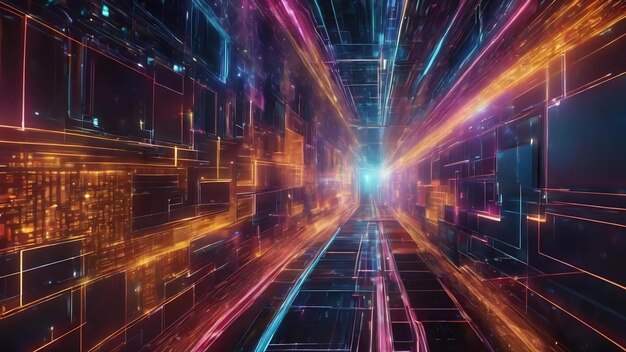 Tecnología de render abstracto 3d concepto de fondo de big data movimiento del flujo de datos digitales transferencia o