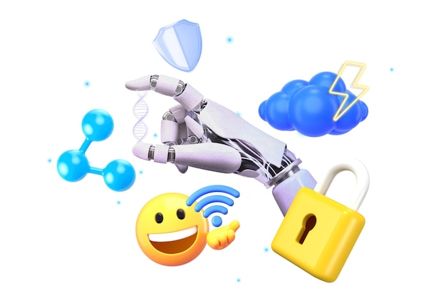 Tecnología robótica png collage 3D remix fondo transparente