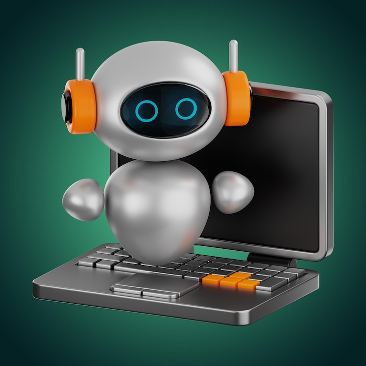 Foto tecnología robótica premium icono de robot de inteligencia artificial representación 3d sobre fondo aislado