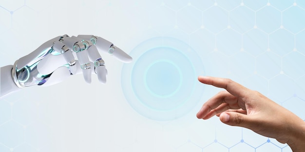 Tecnología toque humano fondo remake moderno de La Creación de Adán