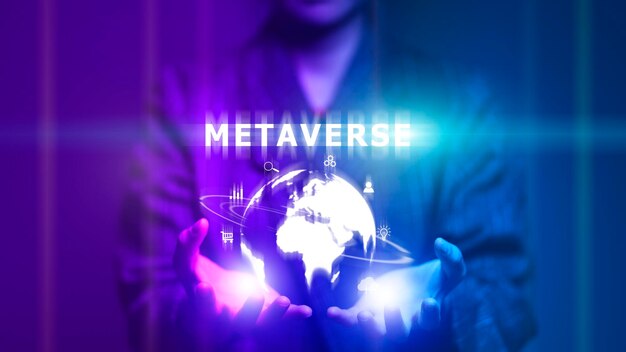 Tecnología virtual de metaverso. Negocio mundial. Megatendencias en Internet para telecomunicaciones, finanzas e Internet de las cosas