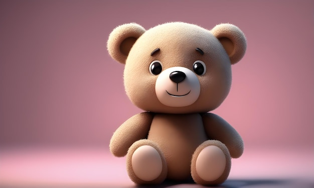 Foto teddy bear cute 3d art digital kids gift card design background arte gráfica gerada pela ia