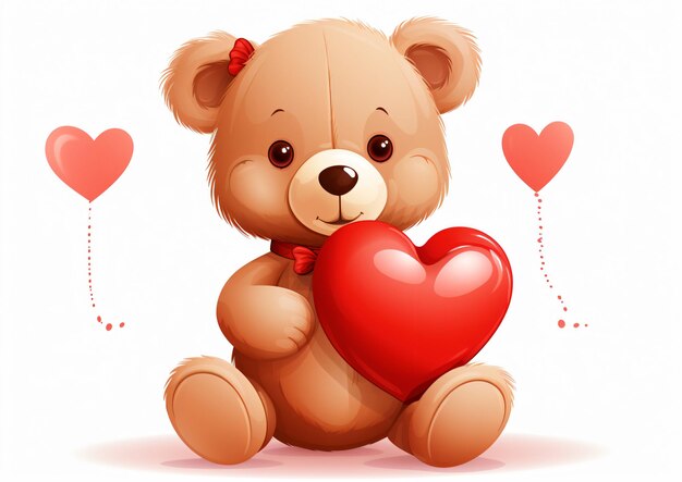Teddy Bear With Heart Clipart isolado em fundo branco