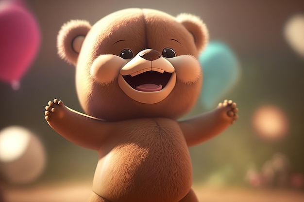 Teddybär gut gelaunt lächelnd Generative KI