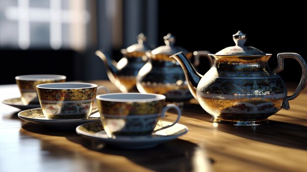 Tee-Set auf dem Tisch generative KI