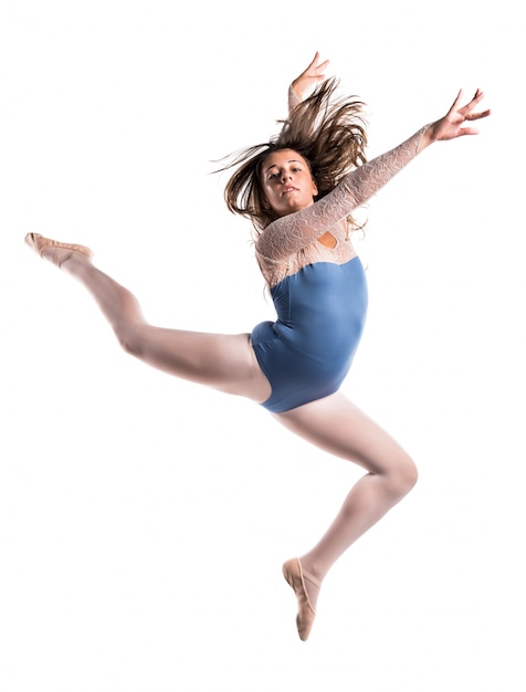 Teen girl ballerina jumping
